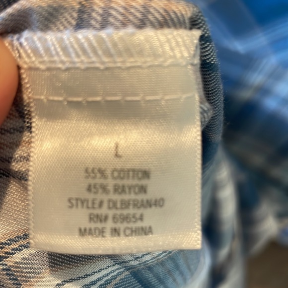Blue and white plaid Francesca’s button down - Picture 5 of 5